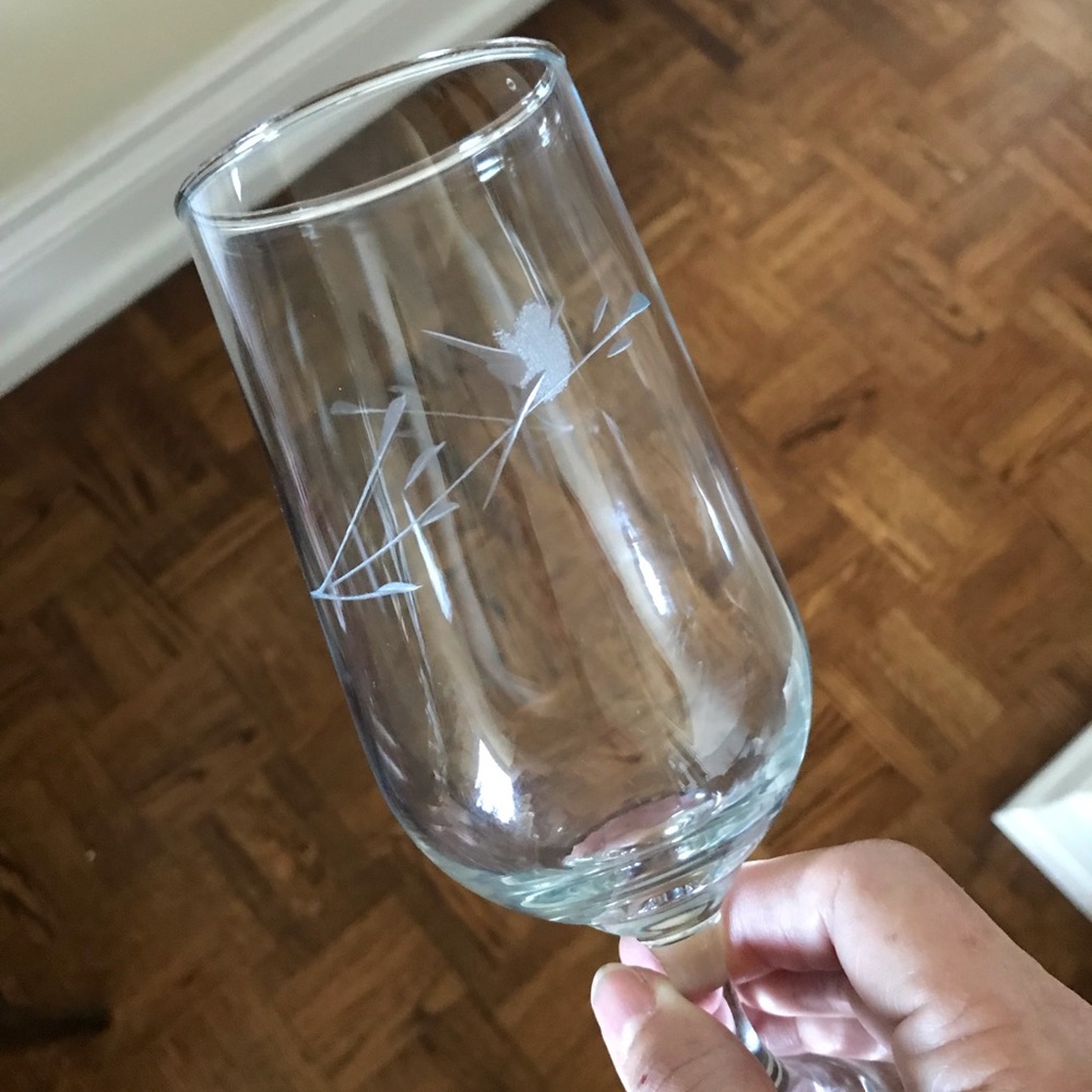 Glasses-Set of 4 Etched Wine Glasses